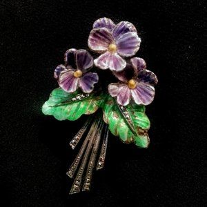 *HP* Alice Caviness Sterling Enamel Pansy brooch